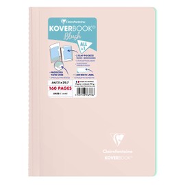 Clairefontaine - Ref 376778C - Koverbook Blush Wirebound Notebook (80 Sheets) - A4 Size, Lined Ruling, 90gsm Brushed Vellum Paper, Pastel Polypro Cover - Powder Pink