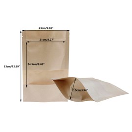 Kraft Paper Zipper Pouches,ULIFESTAR Kraft Stand Up Zip Lock Pouch Bags,100PCS Resealable Bag with Transparent Window and Tear Notch Resealable Bag for Small Business HomeUse