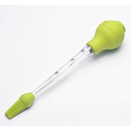 WOIWO 1 PCS Silicone Turkey Dressing Pump Turkey Needle BBQ Tool Silicone Drip Oil Dressing Tube with Cleaning Brush (Green)