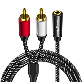 Yeung Qee 3.5mm Female to 2RCA Male Stereo Audio Y Adapter Cable Compatible for TV,Smartphones, MP3, Tablets,Speakers,Home Theater (1M)
