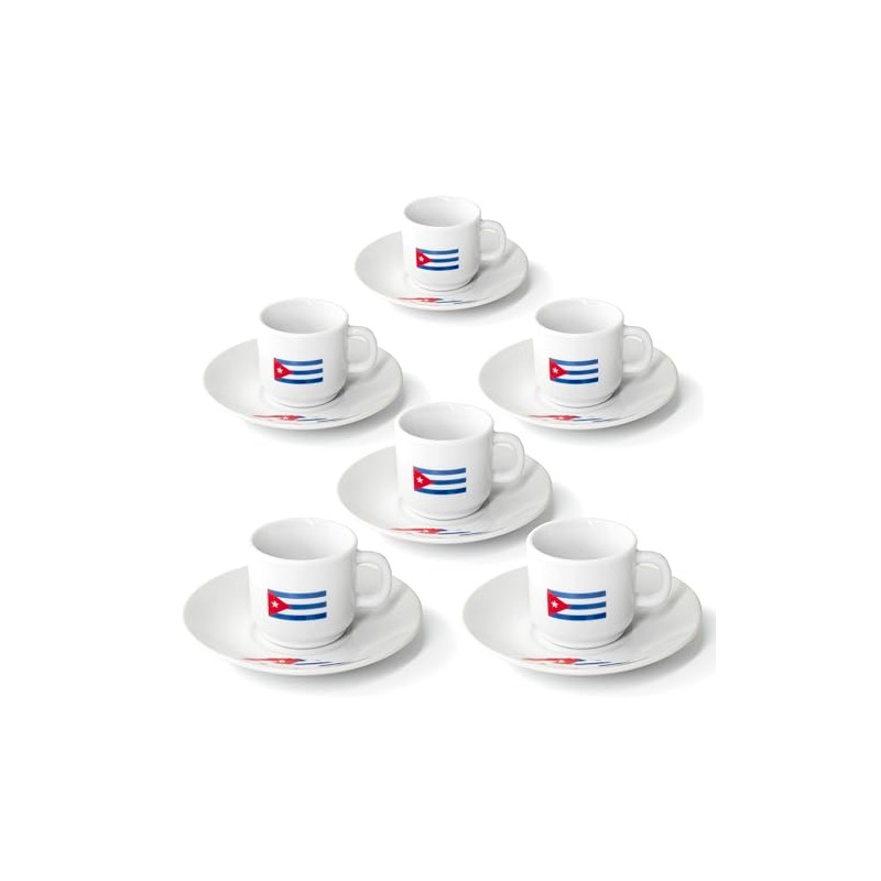 YSSER Cuban Flag Espresso Cup Set, 2.5 oz Cups with