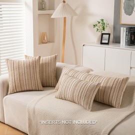 KOOLIFE Boho Long Lumbar Body Decorative Throw Pillow Covers 14x36 Inch Pack of 1 Beige Woven Striped Pillow Cover Cotton Accent Pillowcase Farmhouse Cushion Covers for Home Decor Bed Couch Sofa Bench