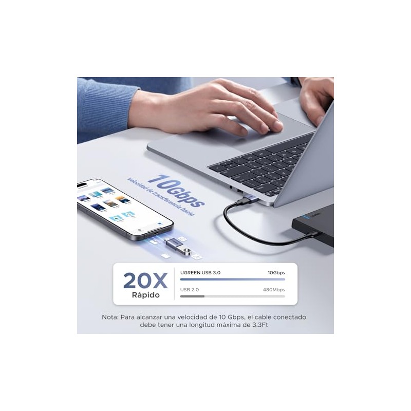 UGREEN Adaptador USB C a USB A OTG 10Gbps 4