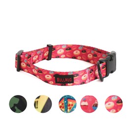 Dog Collars, Soft Adjustable Polyester, Vibrant Prints with Quick-Release UTX Buckle. Designed for Small Medium Large Dogs (Collar: 30-44 cm - (Donuts, Medium))