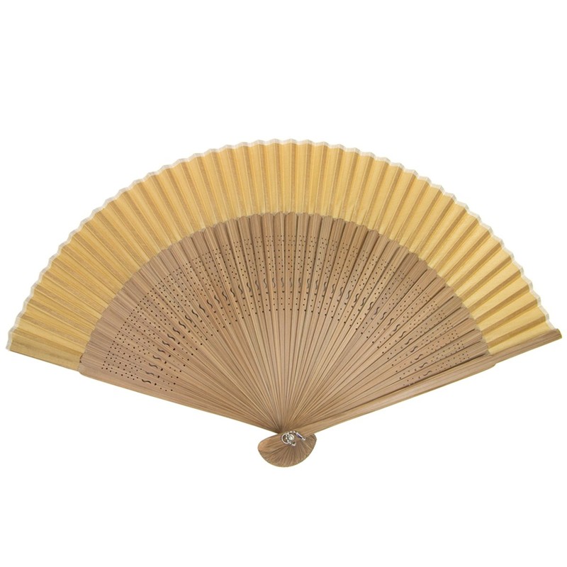 Kyoetsu Women's Hand Fan, Pure Silk, Plain, Tea Bone Set,