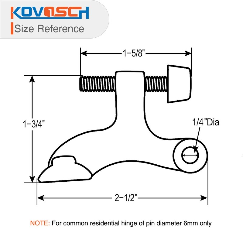 KOVOSCH 10 Pack Hinge Pin Door Stopper Black - Adjustable