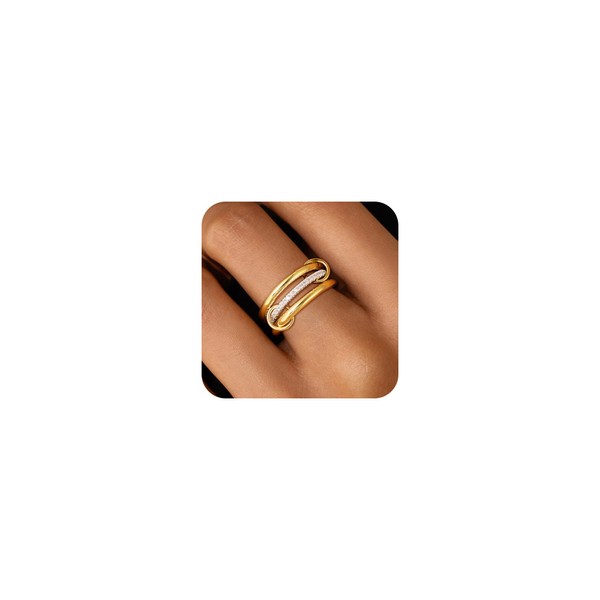 HABIKIP Gold Stackable Rings for Women Non Tarnish, Dainty Gold