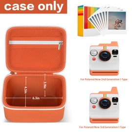 Portable Carrying Case Compatible with Polaroid Now 2nd/ for 3rd Generation I-Type Instant Camera/for Now/for Now+/ for OneStep 2 VF/for OneStep+ Instant Film with Mesh Pocket - Orange
