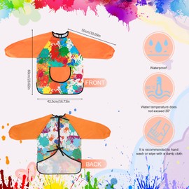 GSrenyu Kids Painting Apron, Waterproof Child Art Smock with Pocket, Long Sleeve Children's Art Apron for Painting,Cooking,Eating,Arts Children Ages 3-8（Orange）