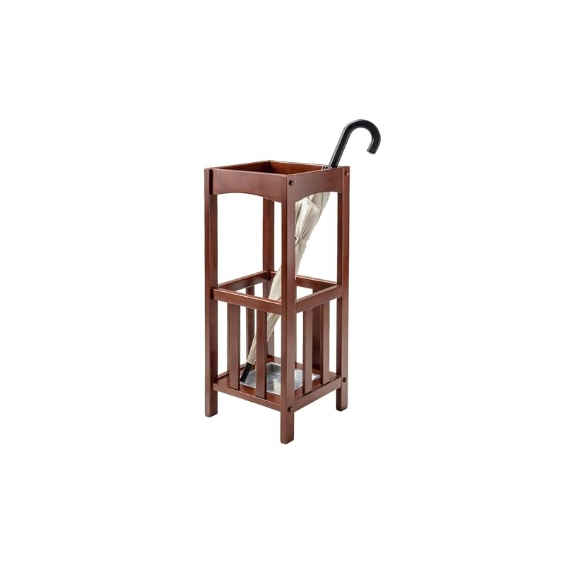 Winsome Rex Umbrella Stand with Metal Tray, Walnut (94712)