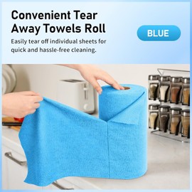 HOMERHYME Microfiber Cleaning Cloth Roll,300 Pack Tear Away Microfiber Towels, Reusable Washable Shop Towels, Lint Free All-Purpose Cleaning Rags for Car Kitchen Garage Bar 11.5"x11.5"
