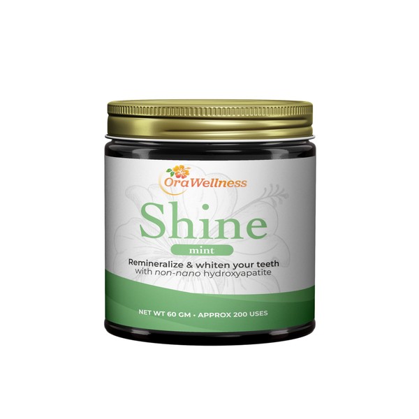 OraWellness Shine Remineralizing Tooth Powder with Hydroxyapatite, Natural Teeth Whitening Powder, Tooth Stain Remover and Polisher, Fresh Mint