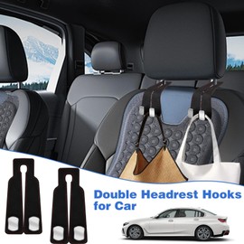 lisetar Pack of 2 Car Storage Hooks, Universal Car Hooks, Storage Hooks for Car Seat, Clothes Hooks for Headrests, Back Seat Headrest Hooks, Storage Hooks (Black)