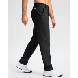 Mens Golf Pants 30"/32"/34" Stretch Dress Pants Quick Dry Casual Slacks Work Business Trousers for Men with Pockets(Black,W32 L30)