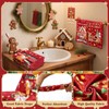 FuWeave 8 Pcs Christmas Shower Curtain Set Xmas Santa Bathroom
