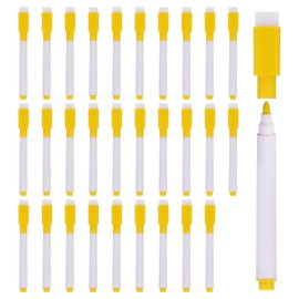 PATIKIL Dry Erase Marker Pens, 60 Pack Yellow Ink Fine Point Low Odor Whiteboard with Eraser Cap for Office Home Classroom, White Pen Rod