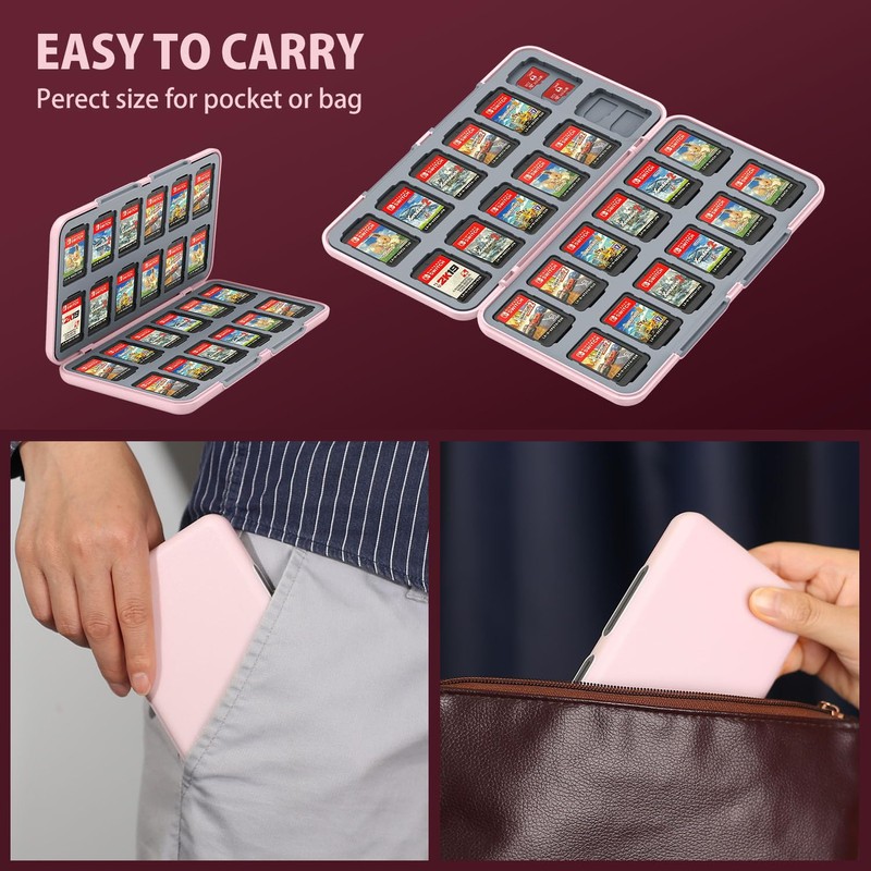 Switchゲームカードケース 24枚 switch ゲームカードケース スイッチ専用 ゲームカード収納ケース (pink)…