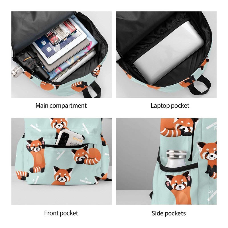 KiuLoam 17 Inch Backpack Cute Red Panda Laptop Backpack Shoulder