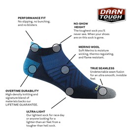 Darn Tough Vermont Men's Run No Show Tab Ultra-Lightweight Running Sock (Style 1033) - Race Red, Medium