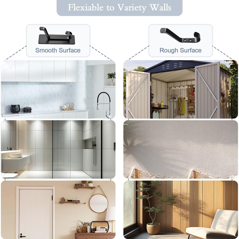 DaskFire Metal Towel Hooks 6 Packs, 3 Adhensive Coat Hangers