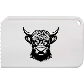 Azeeda 'Highland Cow Wearing Glasses' Plastic Ice Scraper (IC00042394)
