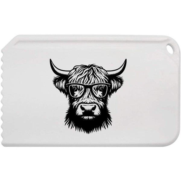Azeeda 'Highland Cow Wearing Glasses' Plastic Ice Scraper (IC00042394)