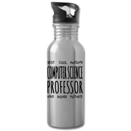 Shirt Luv Computer Science Professor Water Bottle Gifts Funny Appreciation Thank You For Men Women 20 fl oz Bottle Silver
