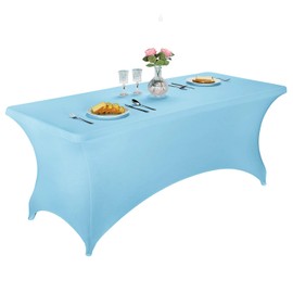 LZY Spandex Fitted Stretch Table Cover for 6 ft or 4ft or 8ft Folding Table, Rectangular Cocktail Tablecloth, Perfect for Party or Banquet
