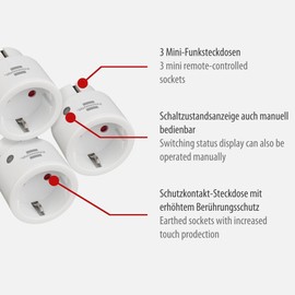 Brennenstuhl Brennenstuhl Comfort-Line Funksteckdosen-Set Mini 3+1, 3er Funkschalt-Set (Innenbereich, mit Handsender und erh?htem Berhrungsschutz) wei?