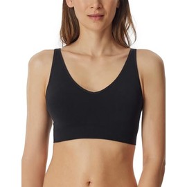 Schiesser Women's Soft Removable Pads Seamless Classic Seamless Sports Bra, Black_181106