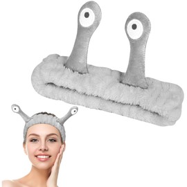 LOPHE Face Wash Headband, Snail Spa Hair Bands, Soft Cute Coral Fleece Elastic Headband, Head Wraps for Face Wash Makeup, Beauty Skincare, Sport Shower, Creative Hair Accessories for Women (Grey)