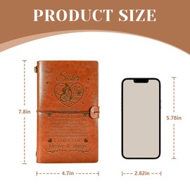 Wazzio Sisters Gifts from Sister Leather Journal, To My Sister 136 Page Refillable Writing Journal Notebooks, Graduation Birthday Gifts for Sister from Sisters Brother