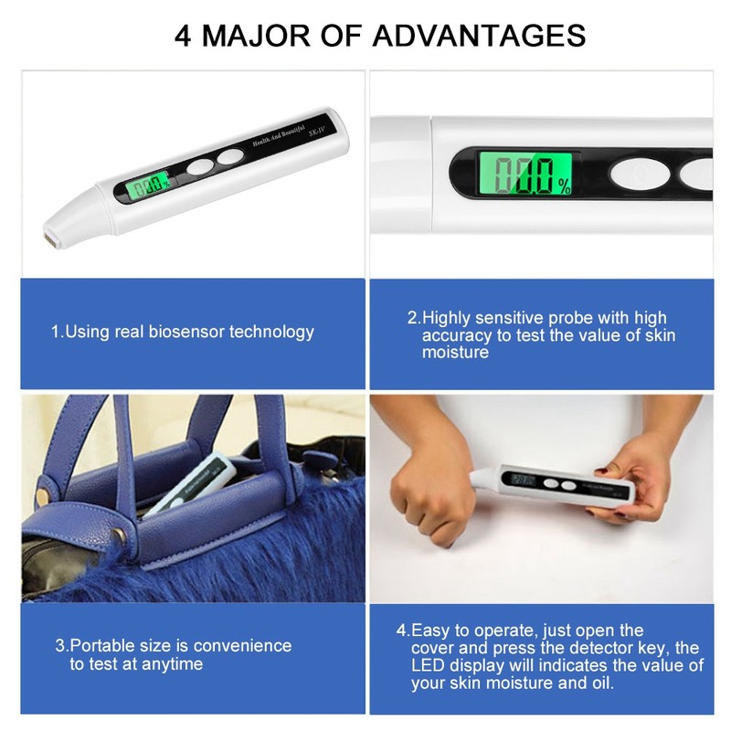 0~99.9% Digital LCD Skin Face Moisture Oil Analyzer Monitor Tester