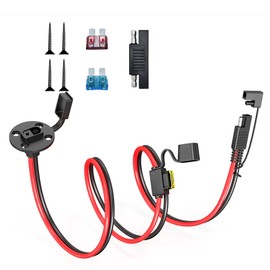 ELFCULB SAE Power Socket Sidewall Port to O Ring Terminal Connector,14AWG 3.3FT SAE Battery Cable with 10A 15A 20A Fuse,Compatible for Car Solar Generator Battery Charger