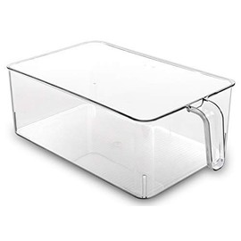 BINO | Clear Storage Organizer | THE HOLDER COLLECTION | Clear Containers for Organizing with Built-in Handles | Pantry Organization and Storage | Fridge Organizer | Smart Storage Bin Cabinet | Large