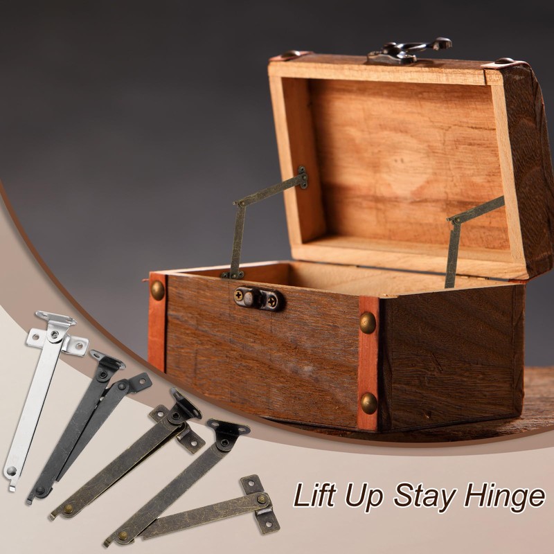 uxcell 4.3" Folding Lid Support Hinges, Lift Up Stay Hinge,