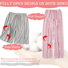 AUSTYLCO Tear Away Pants for Men Magic Stick on Both Sides Fully Open Post-operative pants for Fracture/Surgery Patients