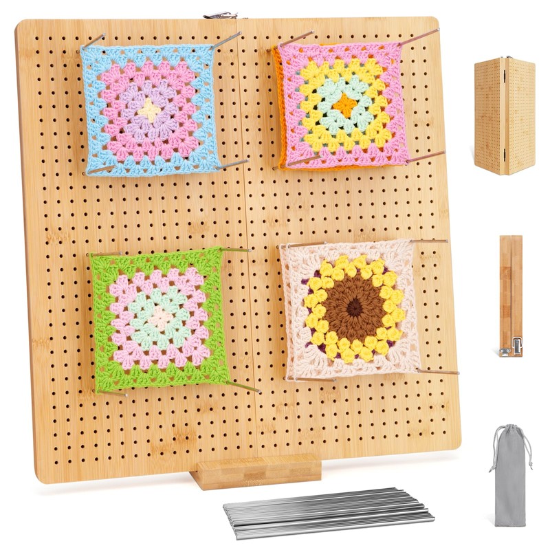 NewEle 17.0" Foldable Crochet Blocking Board with 40 Stainless Steel