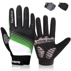 Grebarley Cycling Gloves, MTB Gloves, Mountain Bike Gloves with Touchscreen Fingers For Cycling, Road Race, Downhill, Hiking, Cycling Gloves For Men And Women, green, s