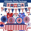 62PCS Patriotic Memorial Day Decorations Set,Red White Blue Paper Fans