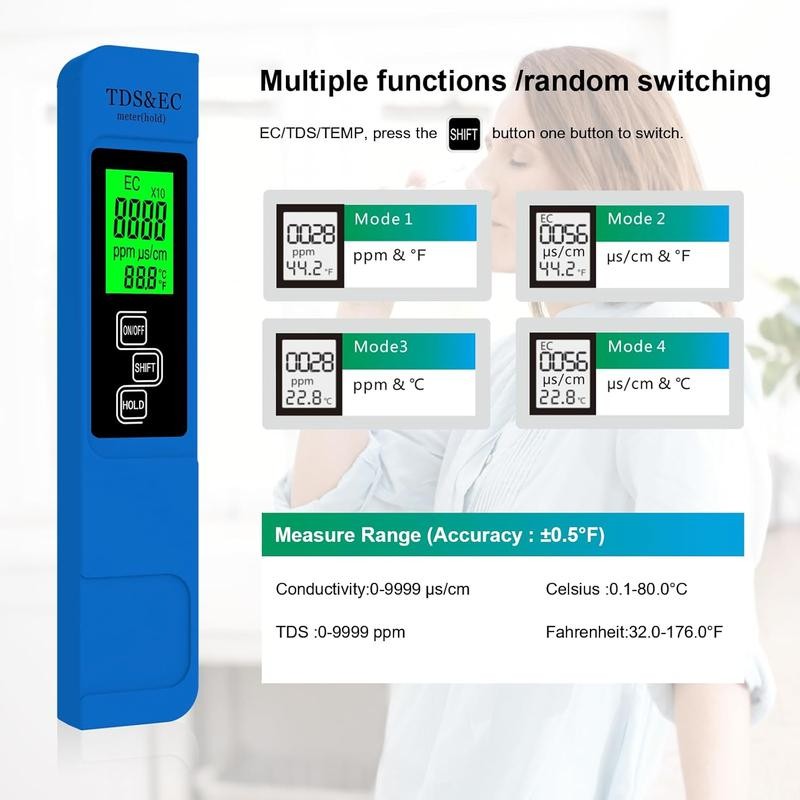 Accurate So Far 4-in-1 Instant Read TDS Meter - Measures