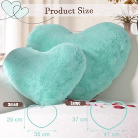 Yhoelata Mother's Day Heart Cushion, Cyan Heart-Shaped Cushion, Cuddly Cushion, Love Decorative Cushion, Aesthetic, Plush Cushion for Living Room, Sofa, Child, Bedroom, Bed, 25 x 35 cm