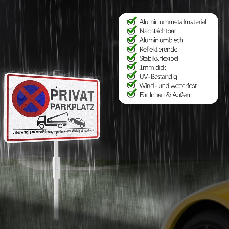 Upifen Private Parking Sign with Posts Aluminium 30 x 20