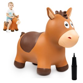 ZOOJOY Bouncy Horse Hopping Toys, Inflatable Animal Horse Toys for Toddlers, Outdoor Indoor Bounce and Ride On Bouncer for Boys Girls, Birthday Gifts for 18 Months 2 3 4 5 6 Year Old with Pump