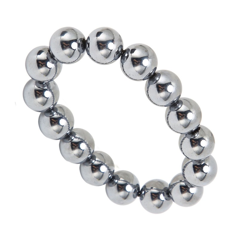 14mm Terahertz Stone Bracelet Promote Circulation Round Beads Chian Bracelet