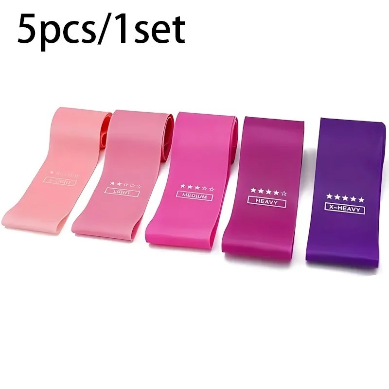 5 Pack Resistance Bands Set Natural Latex Exercise Loop Bands