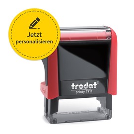 Trodat Printy, Personal Stamp with Desired Text and Logo Load, Self-Inking Company Stamp (Red, 38 x 14 mm, Printy 4911)