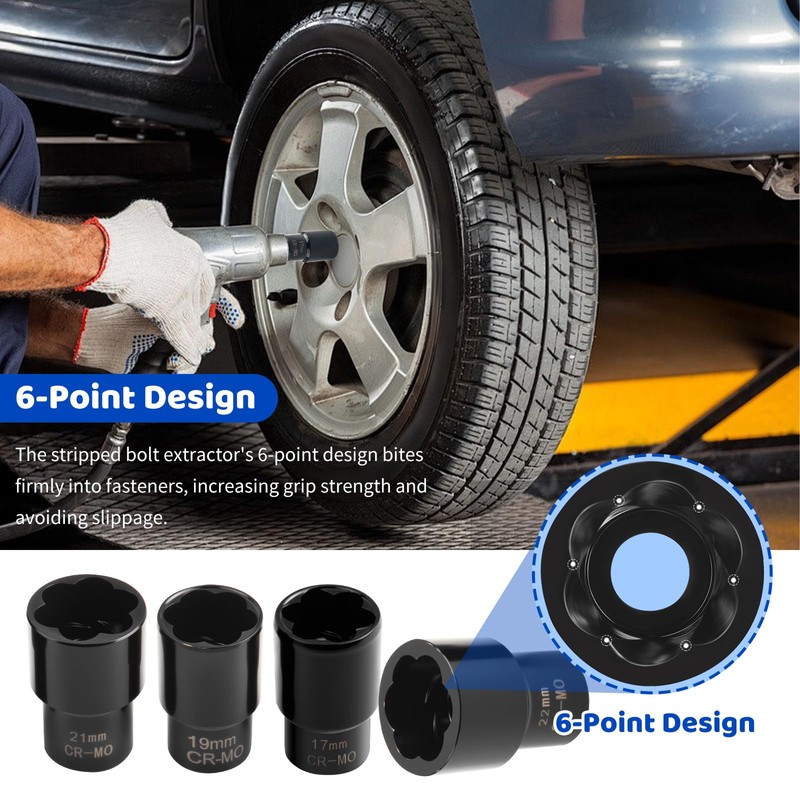 YGDMD 5PCS Locking Lug Nut Removal Tool,17-22mm Wheel Lock Removal