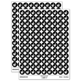 Person Sitting on Toilet with Phone Restroom Pooping 200+ Round Stickers - Matte Finish - 0.50" Size - Black