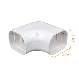 GCGOODS 3" W 90° Flat Elbow, Decorative PVC Lineset Cover Kit Parts Accessories for Ductless Mini Split Air Conditioners, Central AC and Heat Pumps